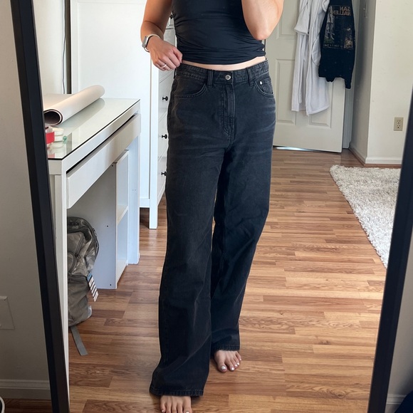 High Waisted Wide Leg Black Jeans - Picture 1 of 7